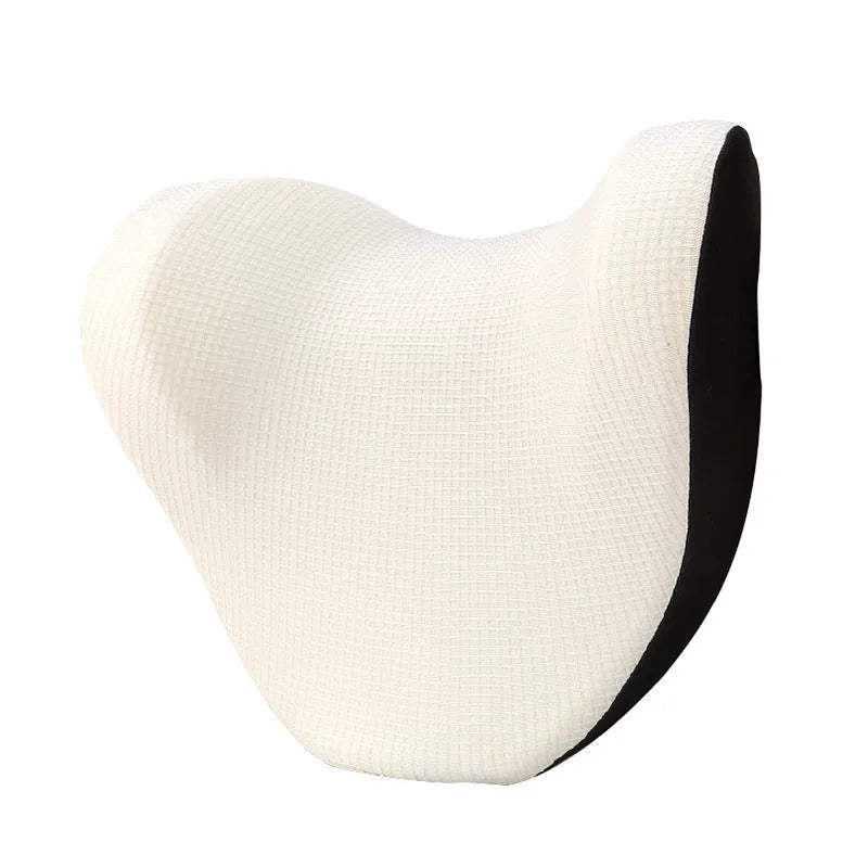 Car neck pillow in black with ice silk fabric and memory cotton filling 28x29x15cm