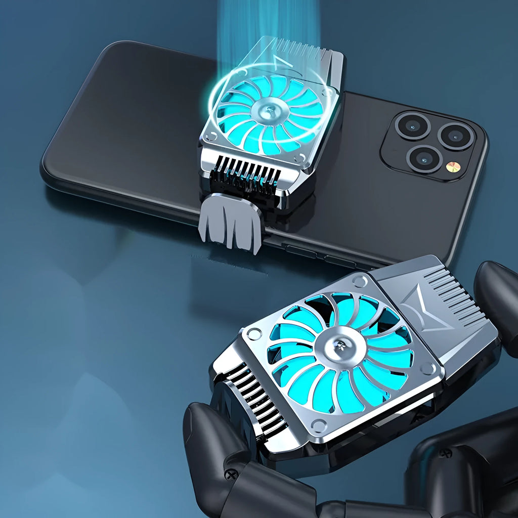 H15 mobile phone cooling fan in black or silver, compact PC body, plug-in or rechargeable model for gaming
