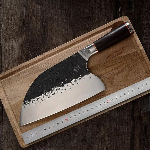 5CR15MOV silver vanadium steel kitchen knife with ebony wood handle for cutting meat and bone