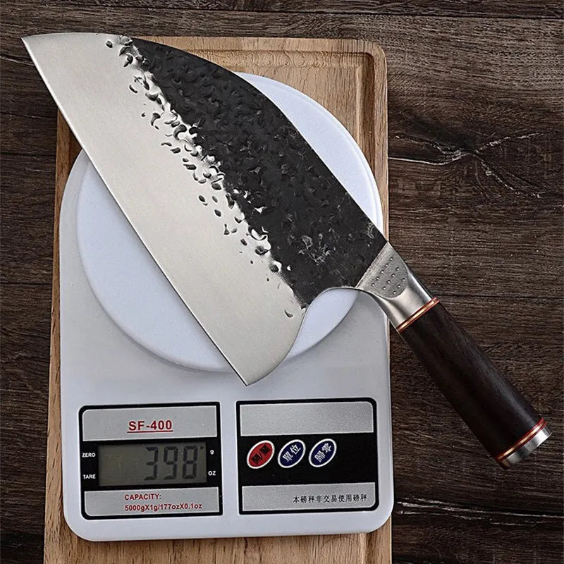 5CR15MOV silver vanadium steel kitchen knife with ebony wood handle for cutting meat and bone