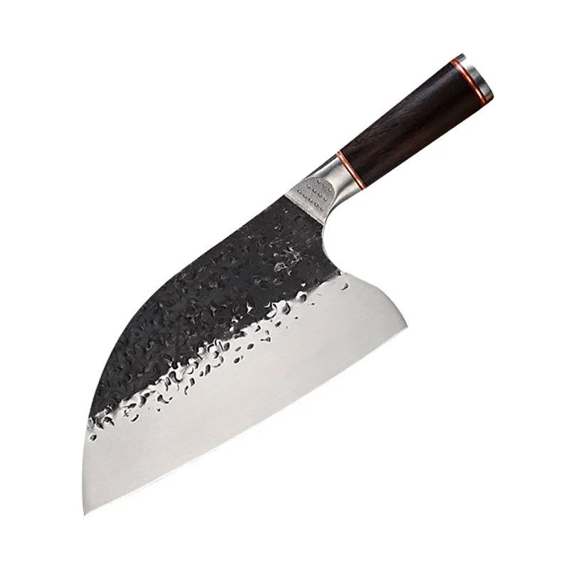 5CR15MOV silver vanadium steel kitchen knife with ebony wood handle for cutting meat and bone