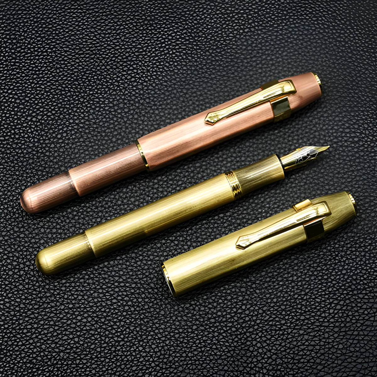 Vintage pocket octagonal metal fountain pen in copper finish with gift box