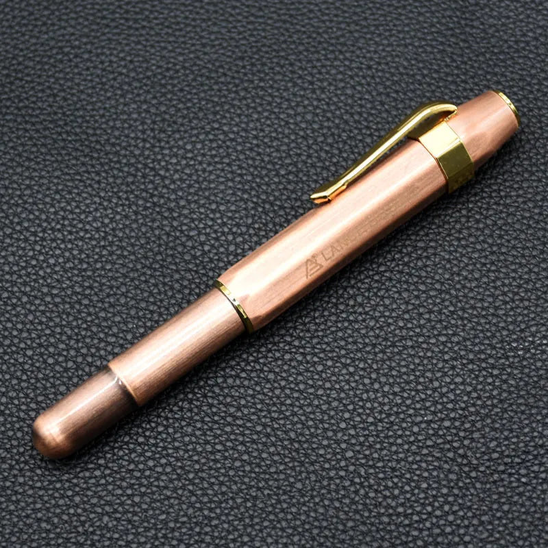 Vintage pocket octagonal metal fountain pen in copper finish with gift box