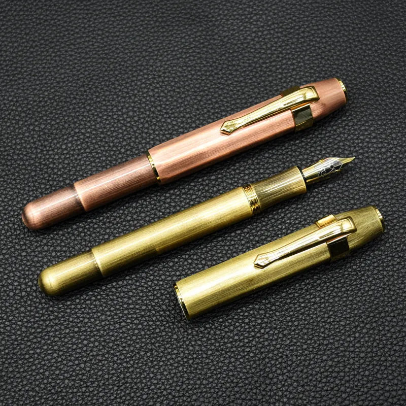 Vintage pocket octagonal metal fountain pen in copper finish with gift box
