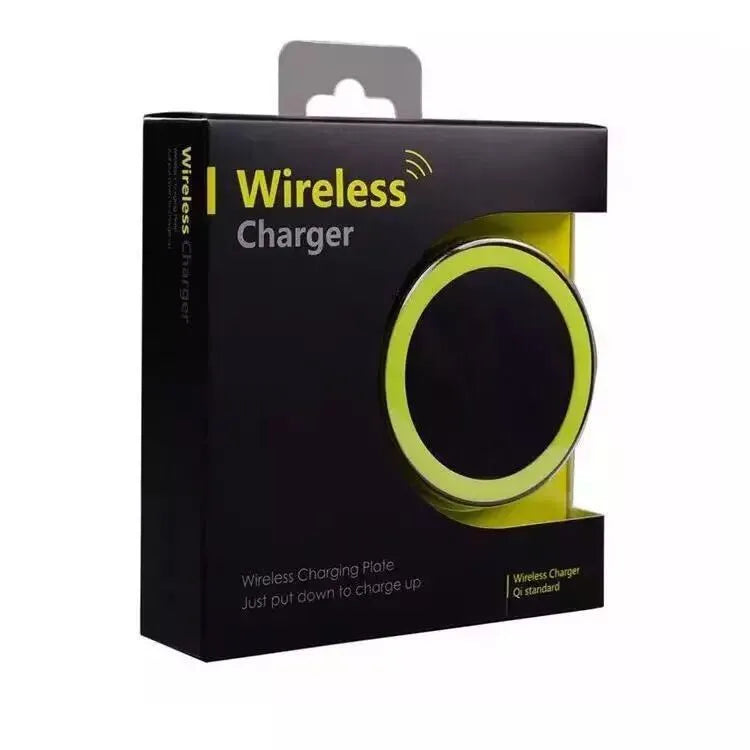 Square wireless charging pad in six colour options on white background