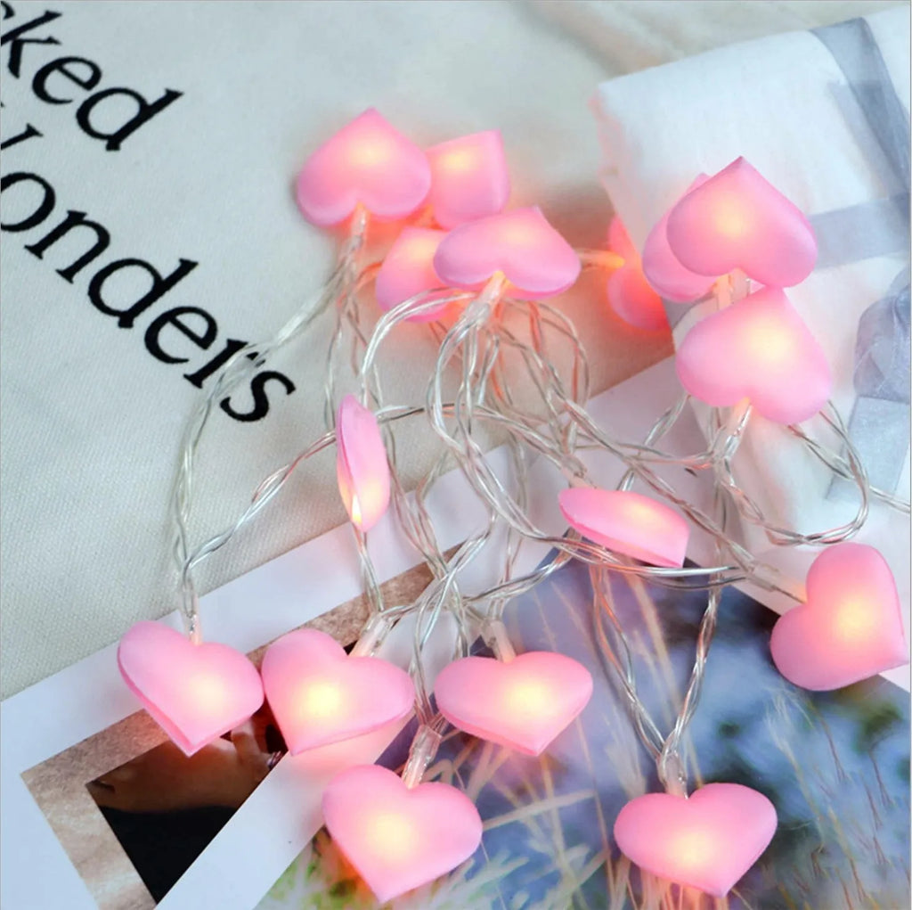 Battery-operated LED fairy string lights in pink and purple, 3 metres long with 20 cool white LEDs