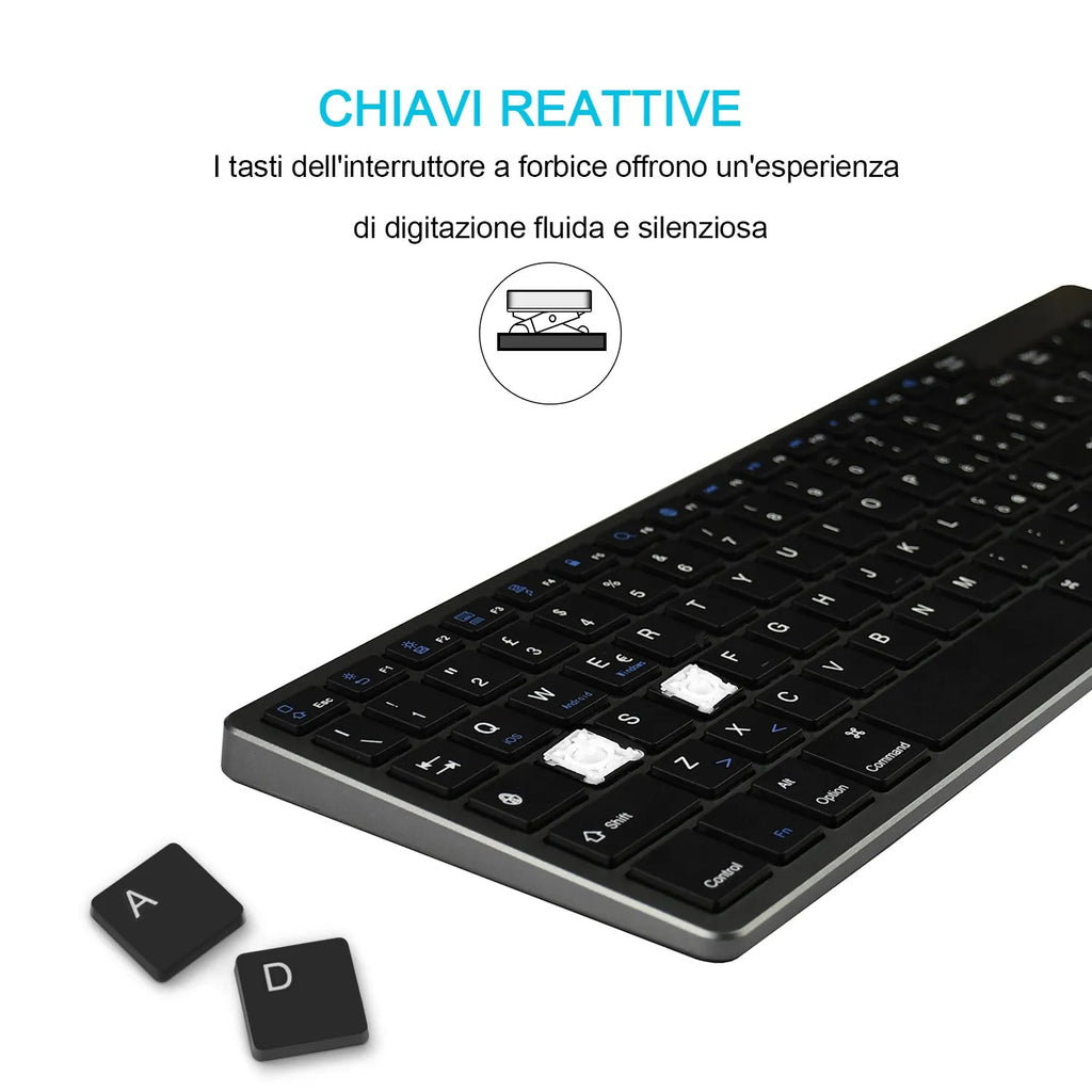 Universal Bluetooth keyboard for iPad tablets and notebooks with 104 keys in white or black colour