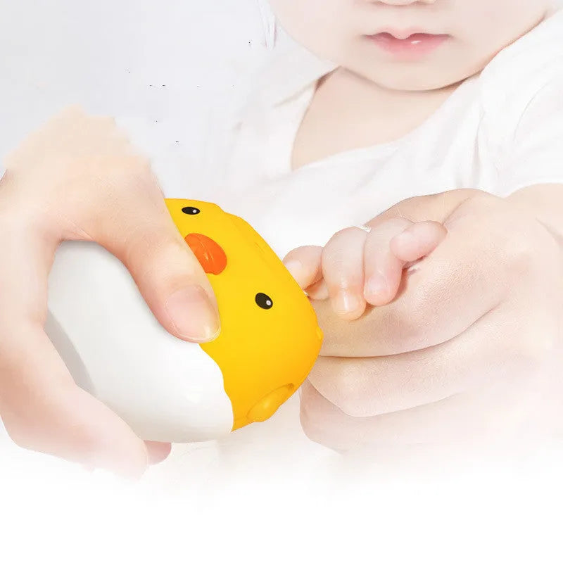 Yellow children's automatic nail clipper Little Moe Chicken design ABS plastic electric nail trimmer
