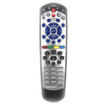 Black flat universal remote control for DISH Network satellite receiver and TV DVD models.