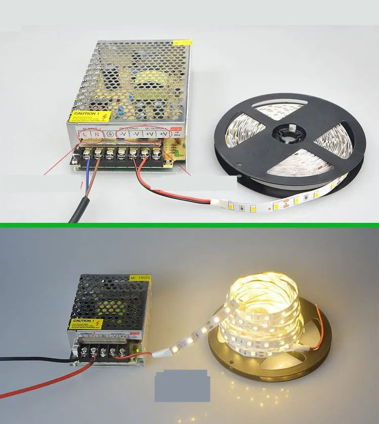 2835 and 5050 LED strip lights for supermarket shelf illumination showing two density options