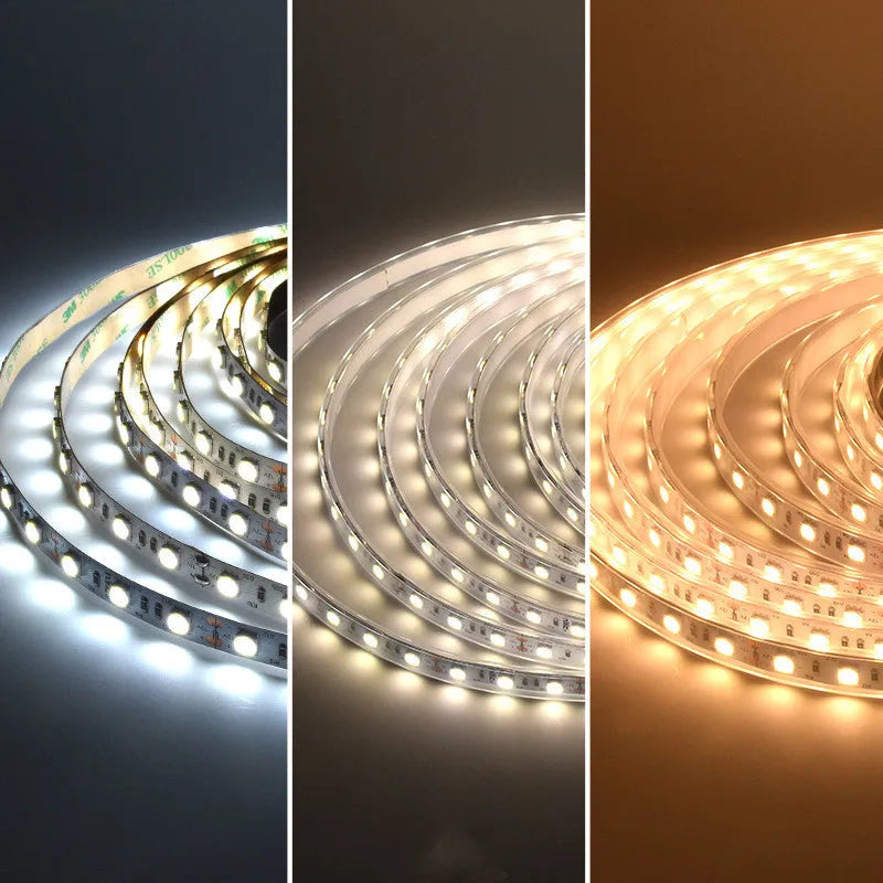 2835 and 5050 LED strip lights for supermarket shelf illumination showing two density options