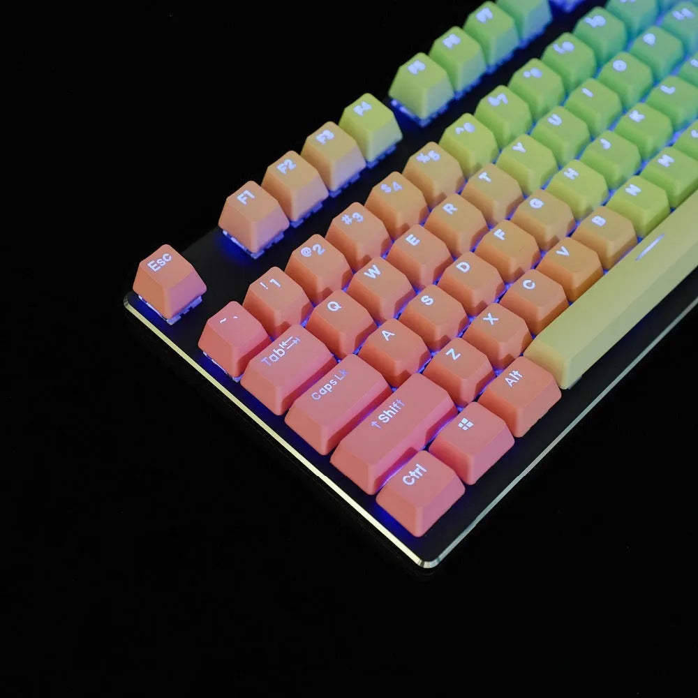 109-key PBT double-colour dip-dyed OEM keycap set with positive engraving, six colour options, keycaps only