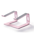 Aluminium alloy notebook stand and desktop computer cooling bracket, 14.5 x 22.5 x 26 cm, in black, grey, rose gold, or silver grey.