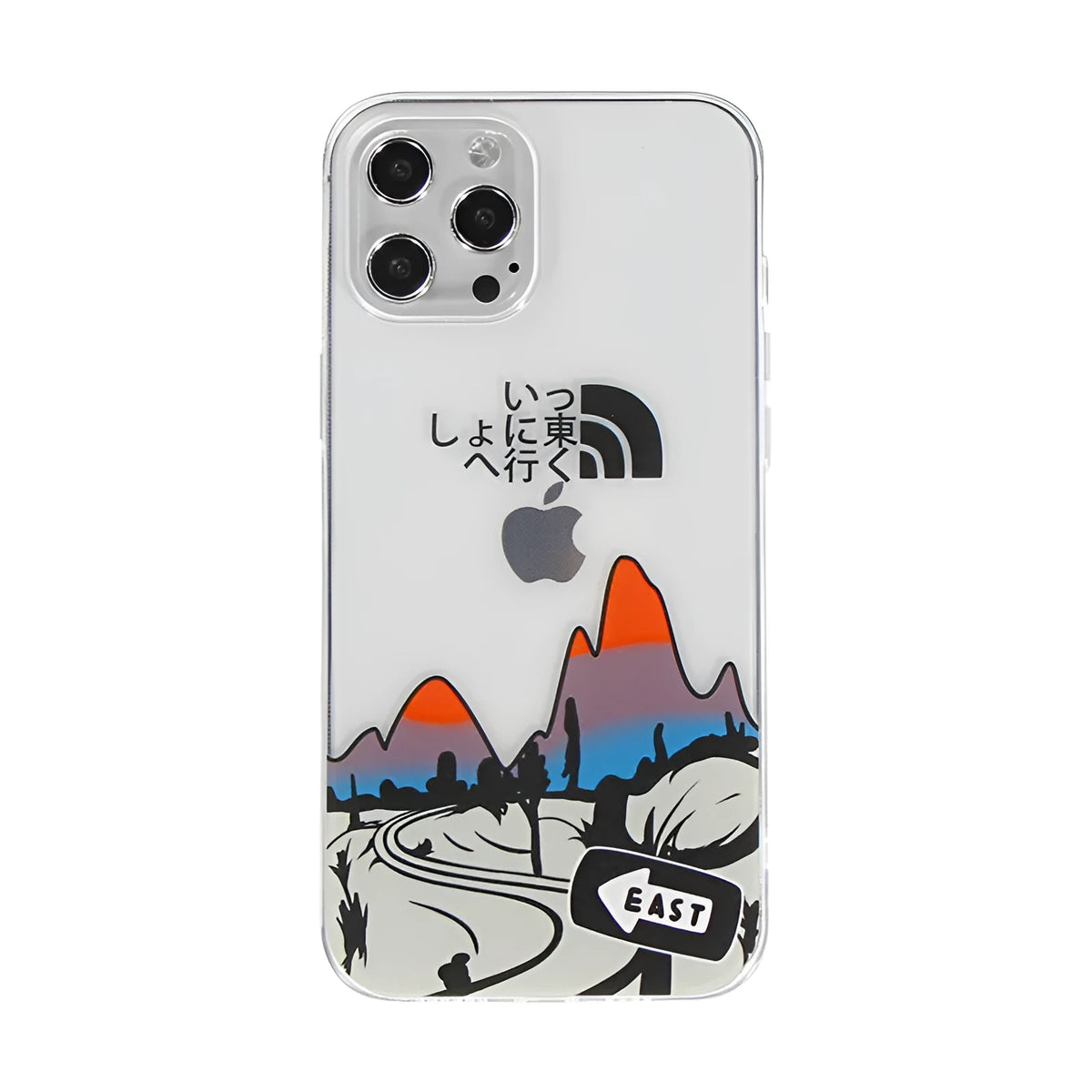 Transparent thin TPU back cover case for iPhone 12 and other models, Japanese Korean graffiti landscape design