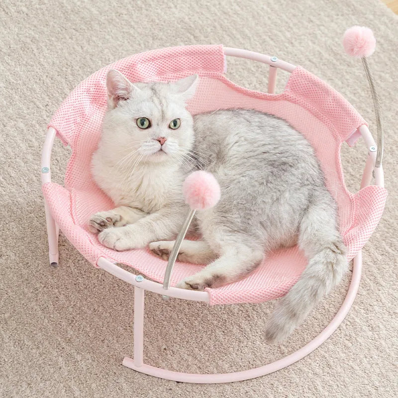 Long plush cat bed with 3 cm plush hair, portable pet nest in blue or pink