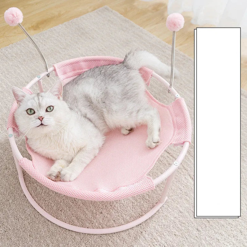 Long plush cat bed with 3 cm plush hair, portable pet nest in blue or pink