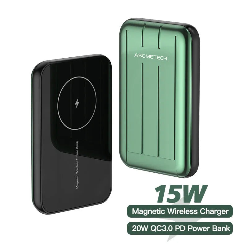 Blue acrylic magnetic wireless power bank 5000mAh for iPhone 12 with USB port