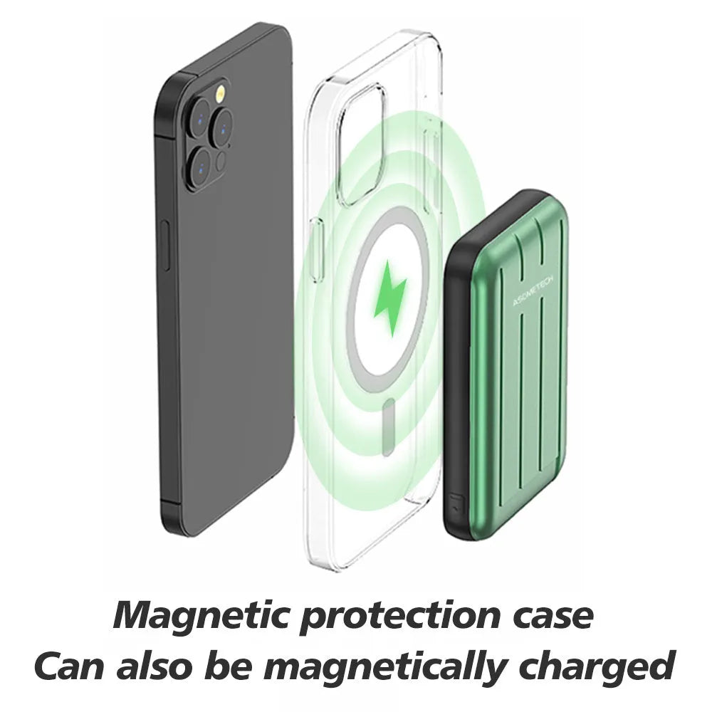 Blue acrylic magnetic wireless power bank 5000mAh for iPhone 12 with USB port