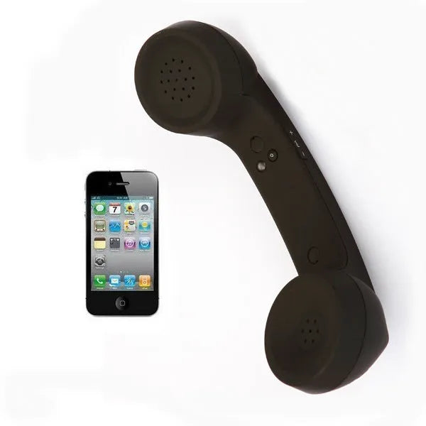 Retro phone style Bluetooth wireless headset in multiple colour options on a table.