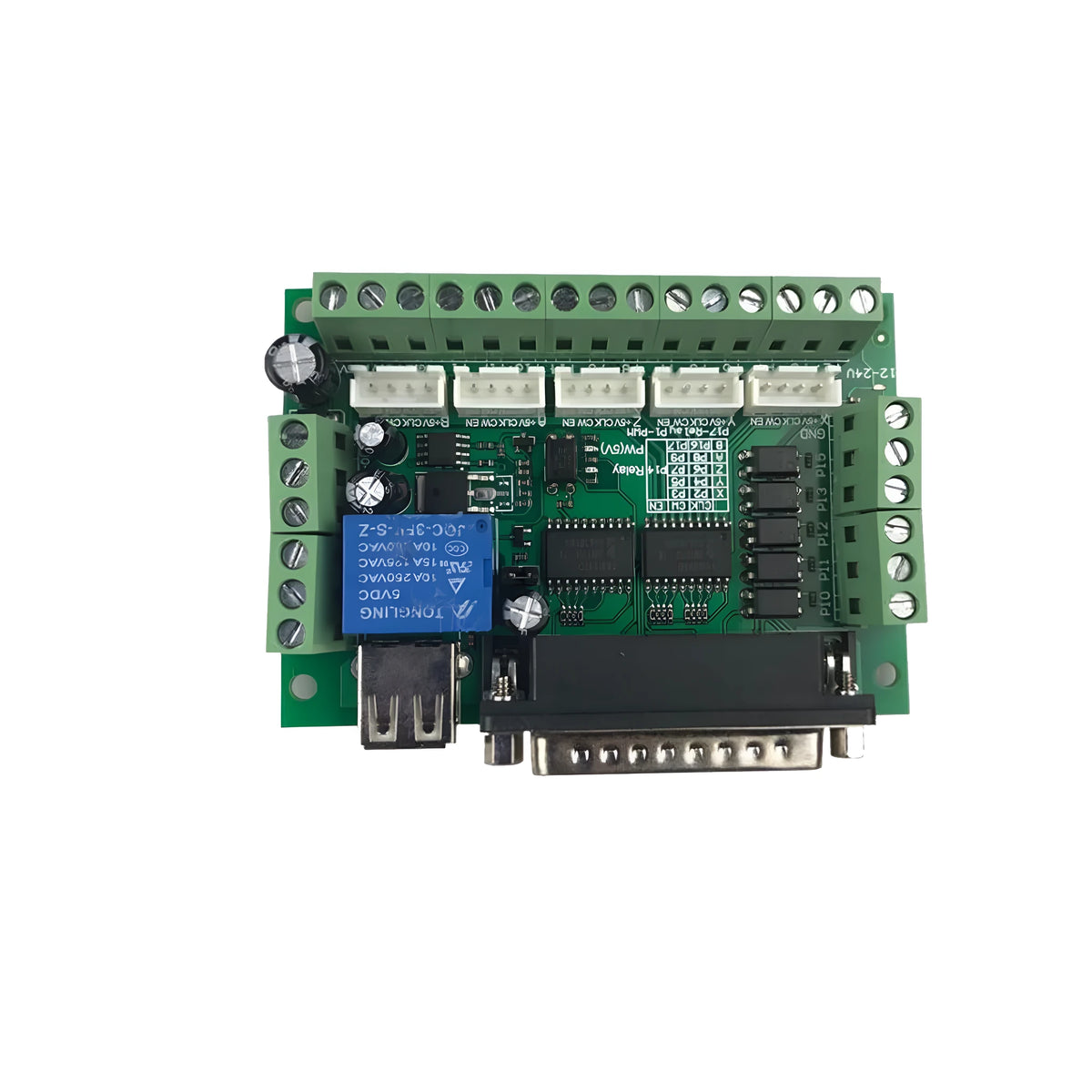 5 axis CNC breakout board interface for Mach3 and Linux CNC router kits, CW1 colour variant