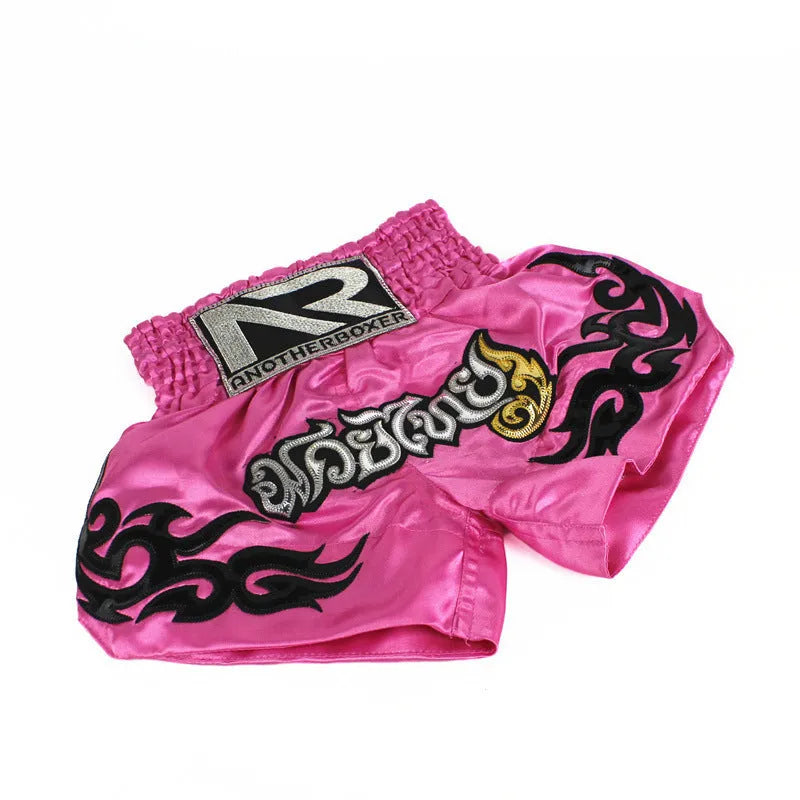 Unisex boxing sanda training shorts in black nylon polyester fabric with elasticated waistband