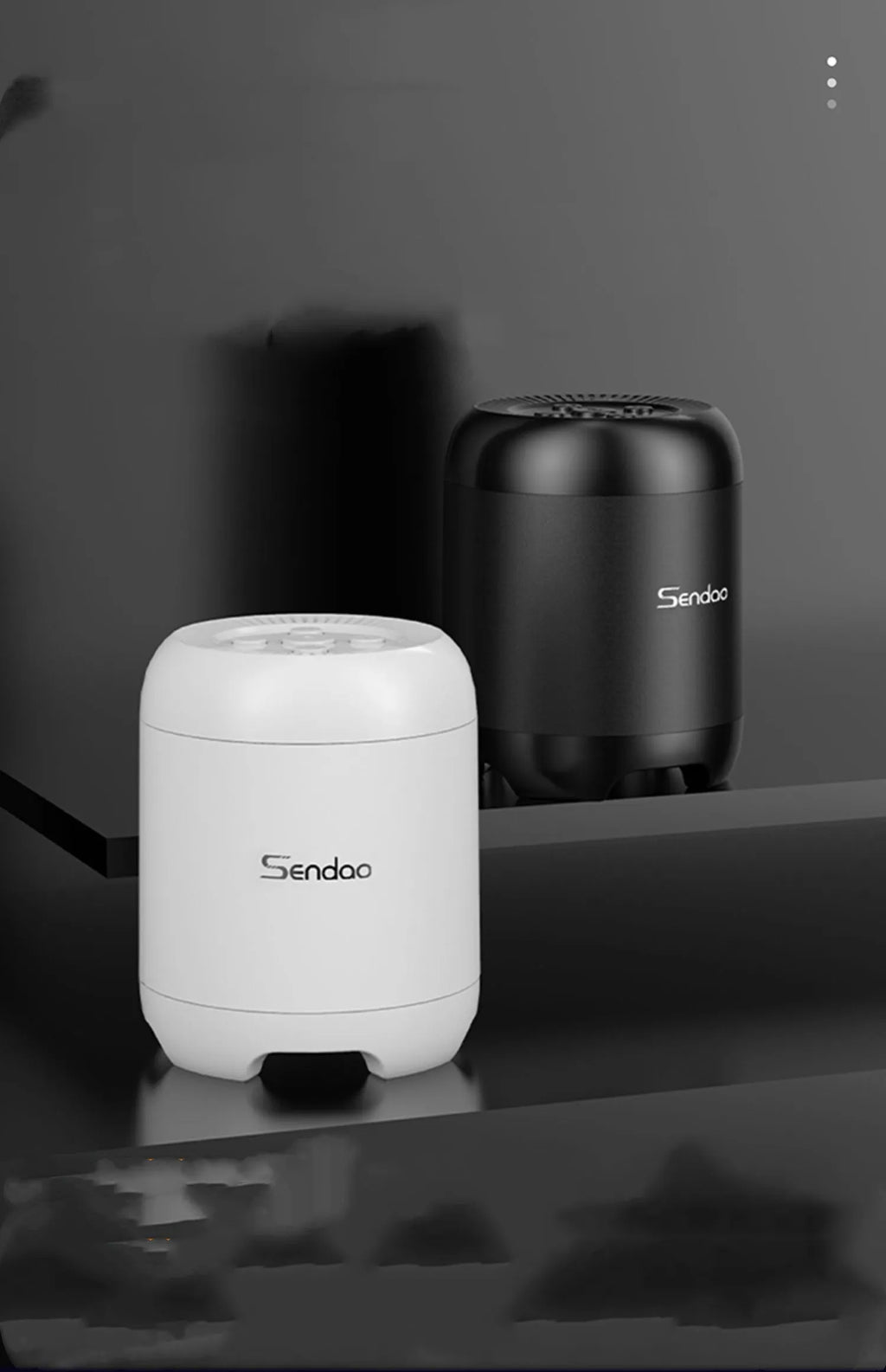 Black or white wireless Bluetooth speaker with card reader slot and compact 90x73x73mm dimensions