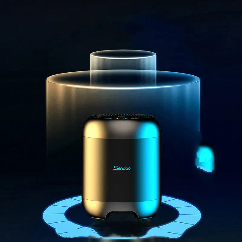 Black or white wireless Bluetooth speaker with card reader slot and compact 90x73x73mm dimensions
