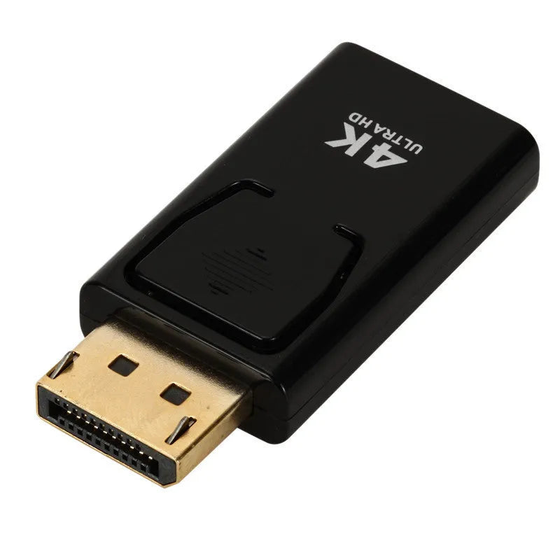 Black DisplayPort to HDMI adapter supporting 4K resolution with copper core wiring