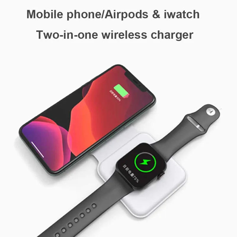 White foldable magnetic wireless charger showing 180° positioning with dual charging surfaces