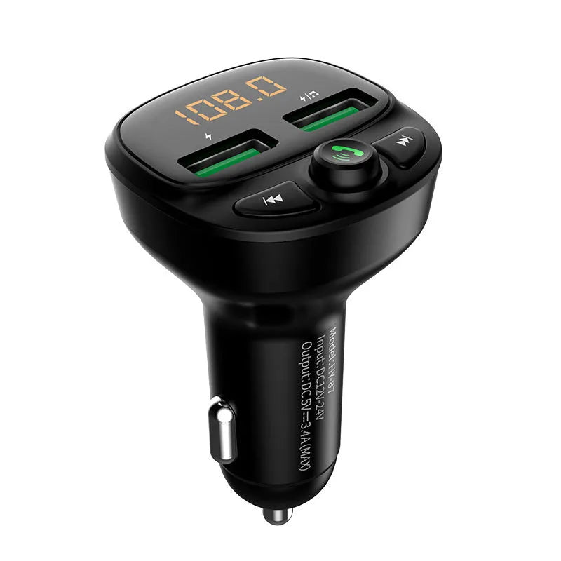 Hyundai car Bluetooth charger dual USB cigarette lighter 12-24V with FM and 1.1-inch screen