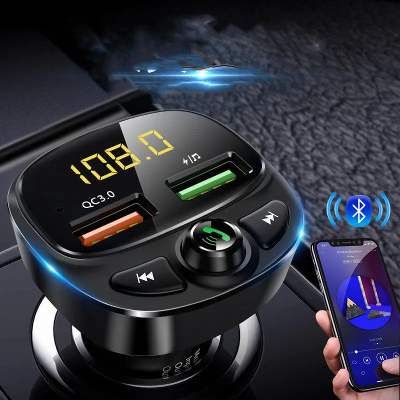 Hyundai car Bluetooth charger dual USB cigarette lighter 12-24V with FM and 1.1-inch screen