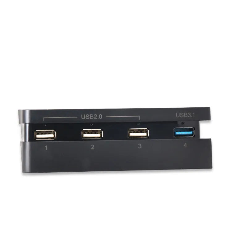Black PS4 Slim USB hub extender with 2.0 and 3.0 ports for PlayStation 4 console