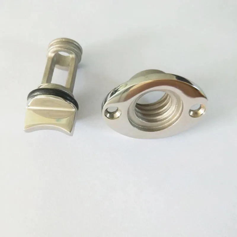 Stainless steel marine water plug with corrosion-resistant finish for boat deck drainage