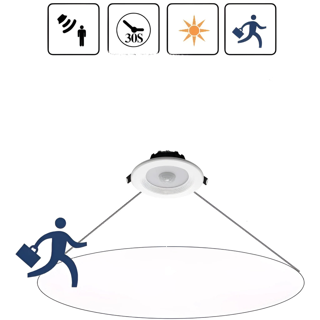 Aluminium infrared sensor LED down light for ceiling mounting with motion activation