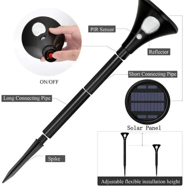 Solar induction ground plug light with lamp pole for garden pathway illumination