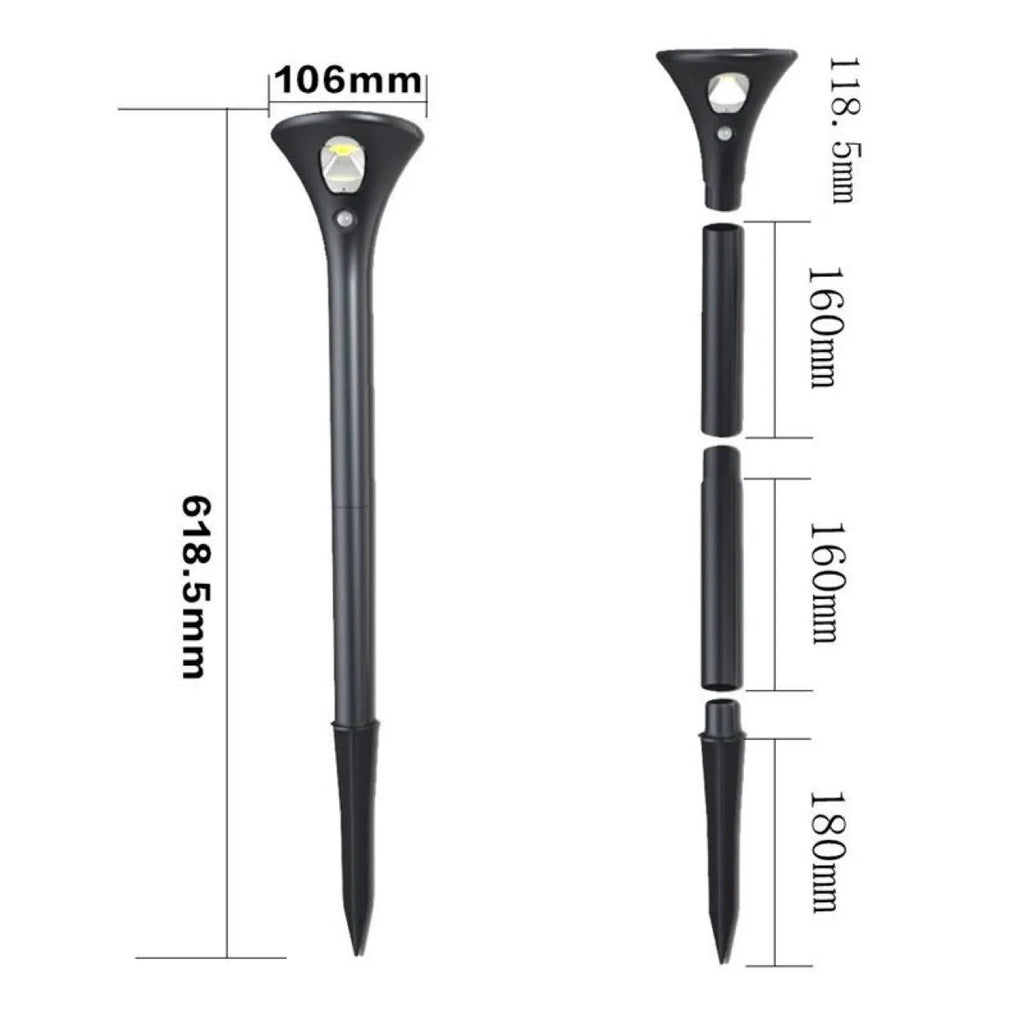 Solar induction ground plug light with lamp pole for garden pathway illumination