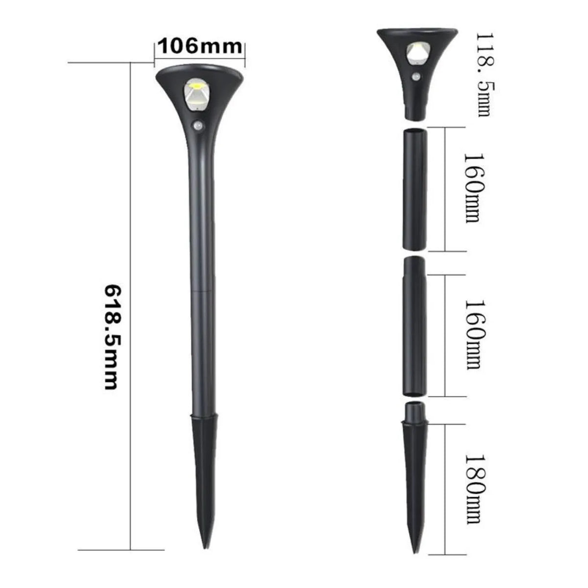 Solar induction ground plug light with lamp pole for garden pathway illumination
