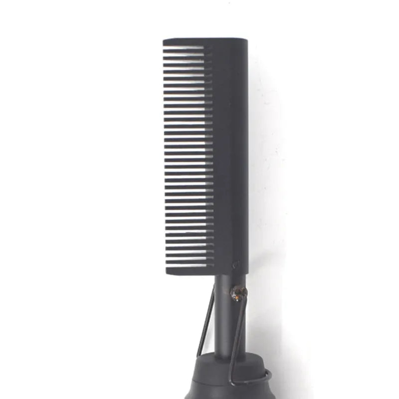 Electric straight hair curling comb copper surface alloy ABS 29.5cm brass black UK plug styling tool