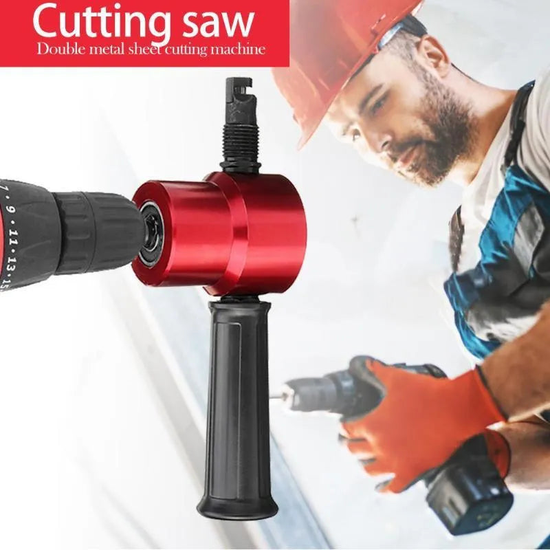 Red metal nibbler cutter tool for attachment to electric drills, measuring 175mm