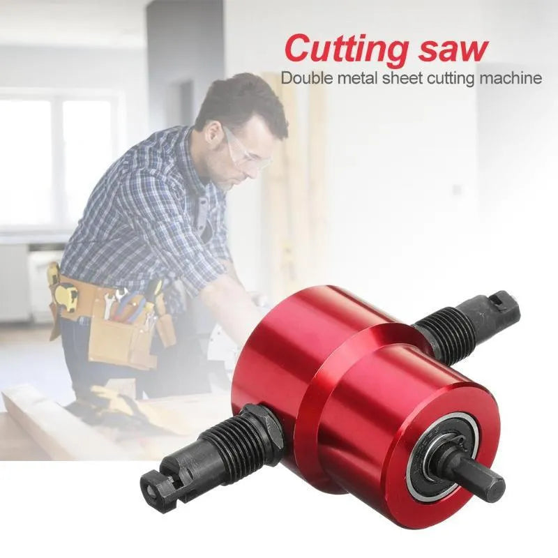 Red metal nibbler cutter tool for attachment to electric drills, measuring 175mm