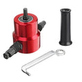 Red metal nibbler cutter tool for attachment to electric drills, measuring 175mm