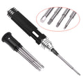 Black four-piece hexagon socket screwdriver set for aeromodelling with 1.5mm to 3.0mm high-speed steel bits
