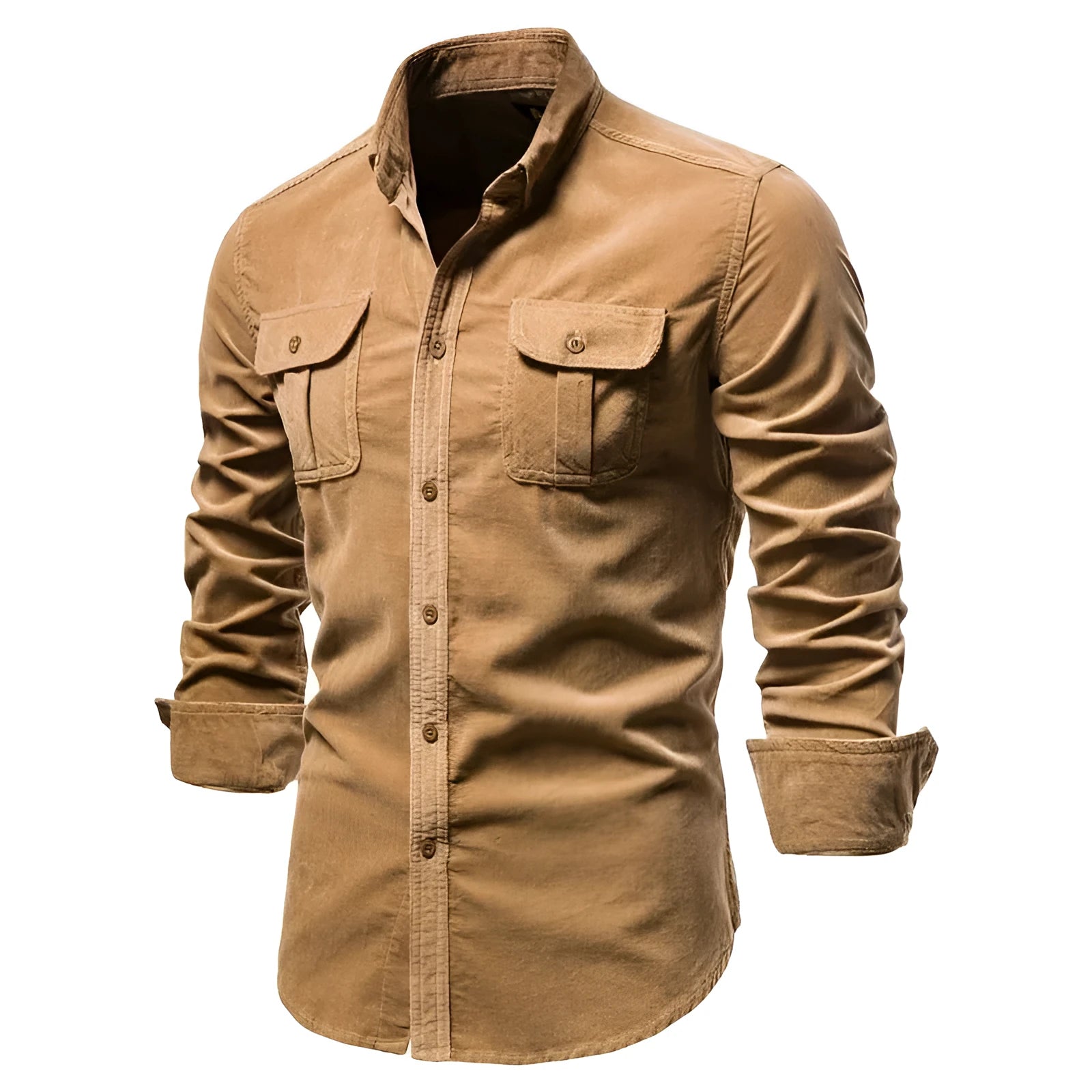 Men's linen long sleeve shirt in multiple colours with classic collar and button-front design