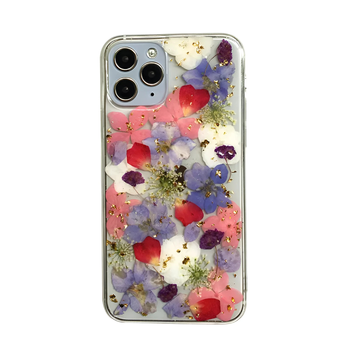 Real dried flower silicone phone case for Apple iPhone in colorful Japanese style