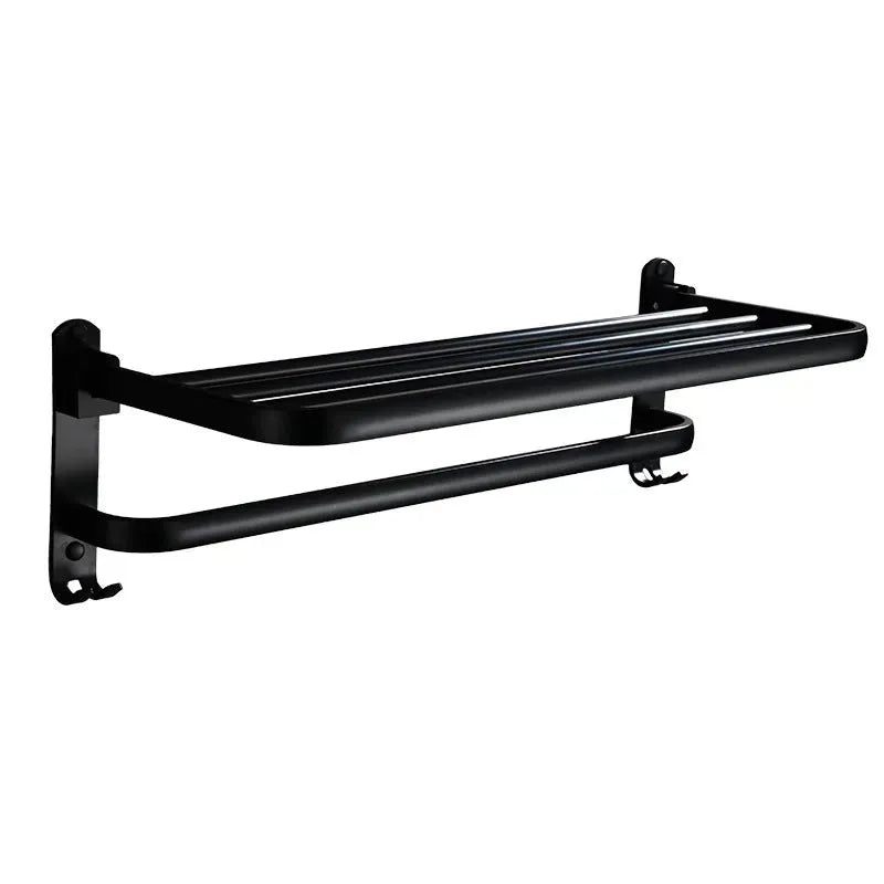 Aluminium folding bathroom shelf with perforated design in light luxury style