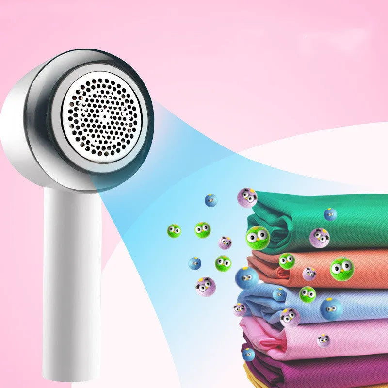 White rechargeable electric clothes shaver for removing pilling from jerseys and knitwear