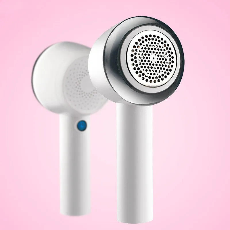 White rechargeable electric clothes shaver for removing pilling from jerseys and knitwear