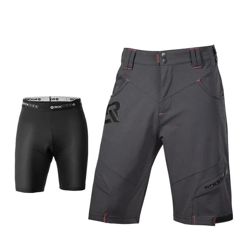 Men's quick-dry cycling shorts with sponge cushion in black, side view