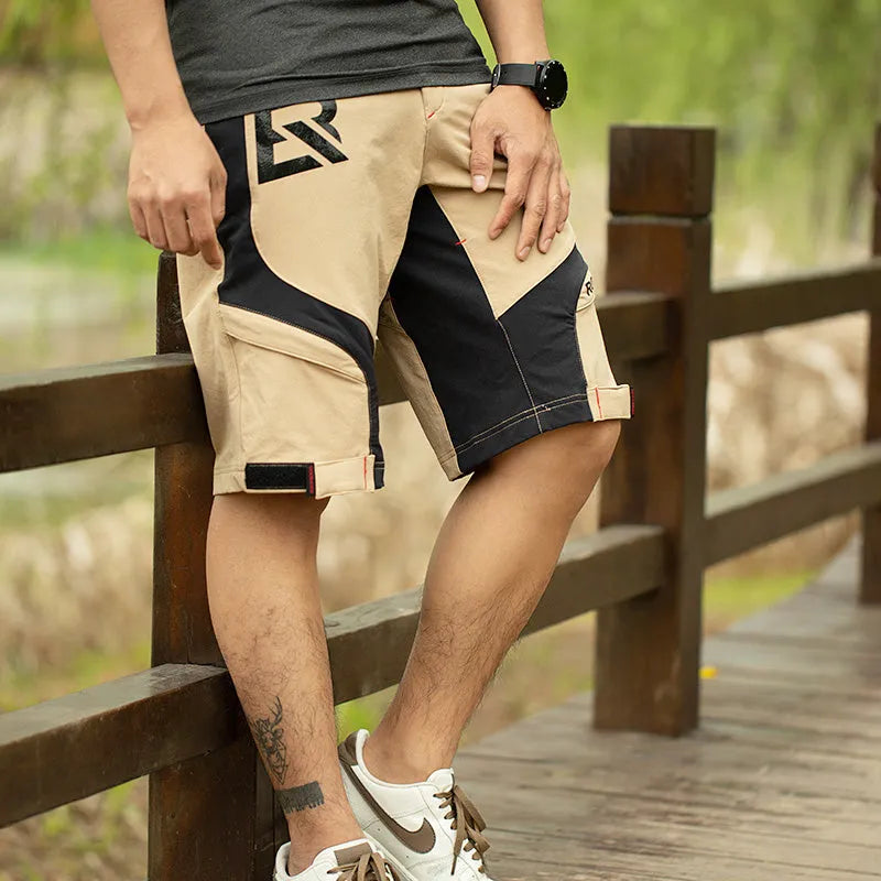 Men's quick-dry cycling shorts with sponge cushion in black, side view