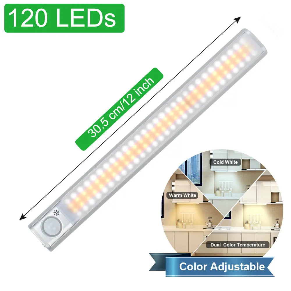 Silver European style aluminium alloy body induction cabinet light with USB charging port.